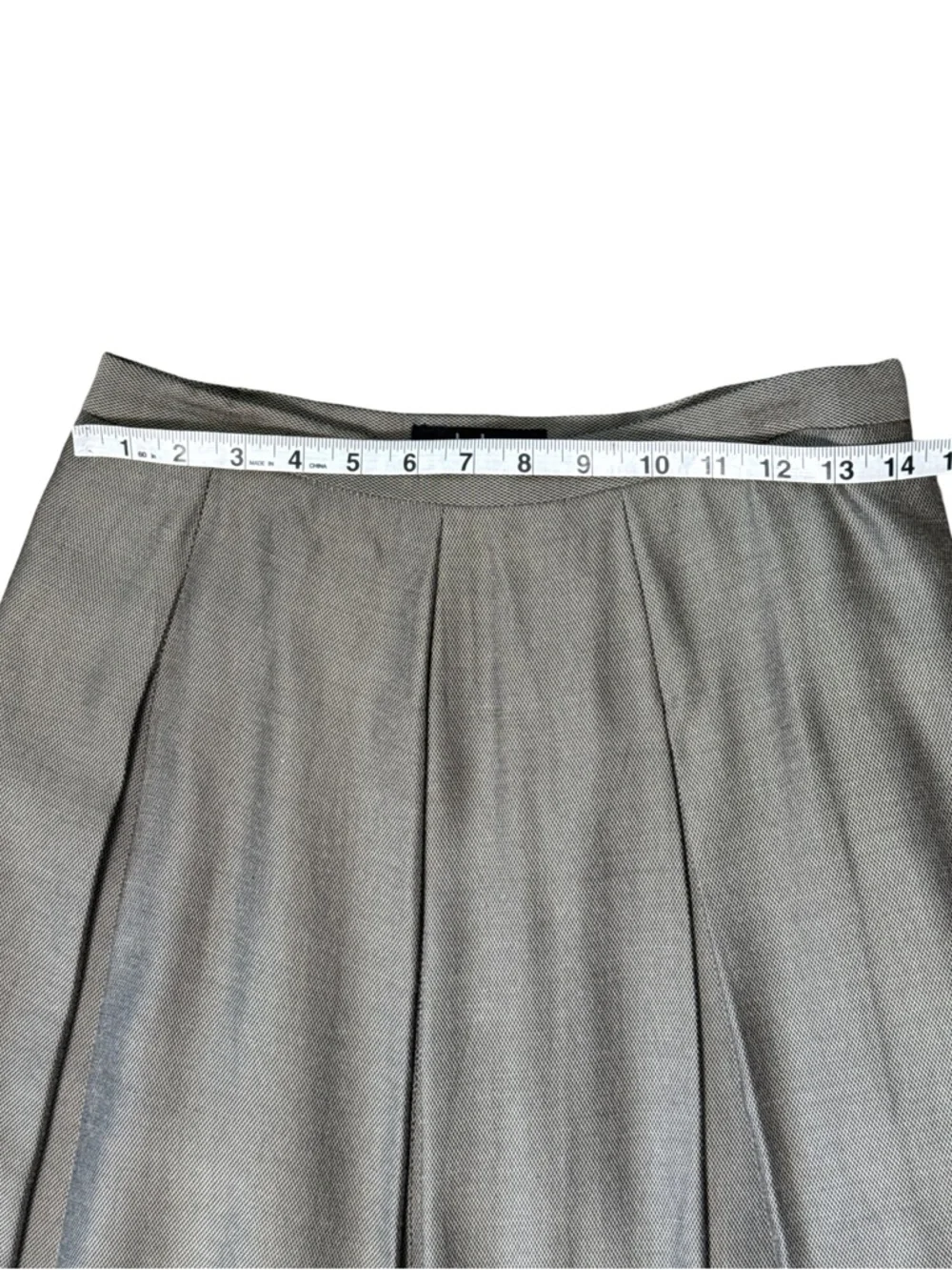 baba‎ Gray Textured Pleated Midi Skirt A-Line Workwear Lined US 12